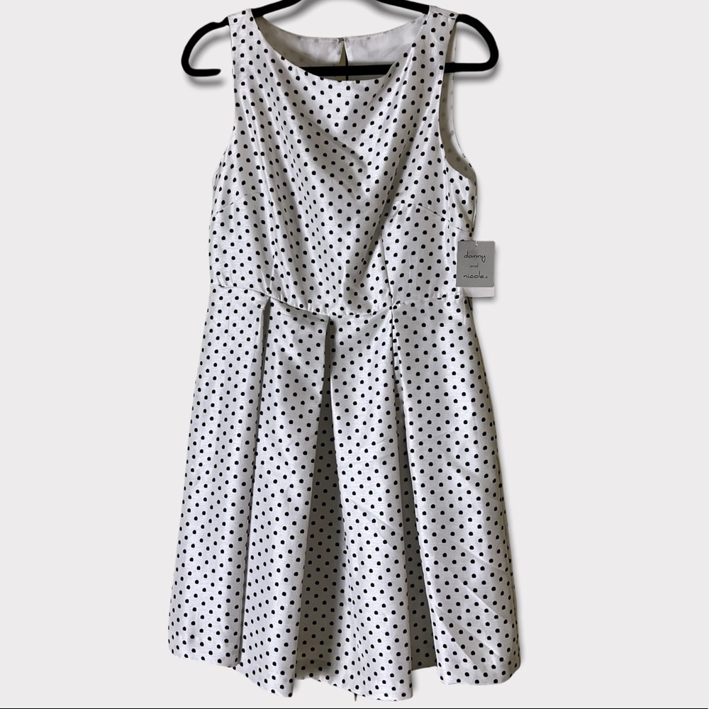 Dani & Nicole Dress White Black Polka Dot Pattern Size 10 Free Shipping